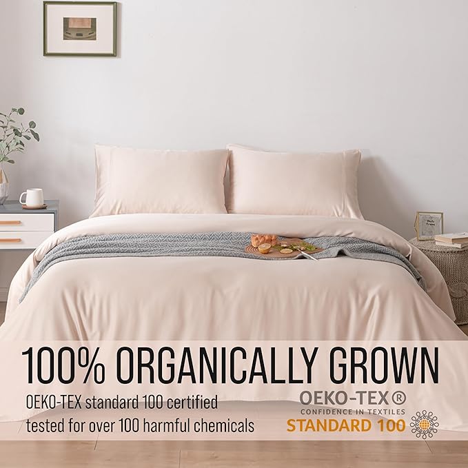 Bella Coterie Luxury Bamboo Viscose King Size Sheet Set | 100% Organically Grown | Ultra Soft | Cooling for Hot Sleepers | 18" Deep Pocket [Champagne]