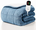 Homemate Heated Weighted Blanket for Adults - 62"x84" 20lbs Electric Throw Fast Heating Heavy Blanket 1/2/4/6/8 Hour Auto Off 10 Heat Levels Over-Heat Protection Soft Flannel Sherpa