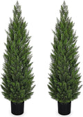 Briful 4ft Cedar Topiary Trees Artificial Outdoor Set of 2, Realistic Faux Cedar Pines with Pots, UV Resistant Christmas Greenery for Holiday Decor, Indoor Farmhouse Entryway Patio Door Plants