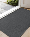 Color&Geometry Ultra-Thin Indoor Door Mat, 22.6"x31.5" Low-Profile Non-Slip Entryway Rug with Modern Geometric Texture, Washable Doormat for Entrance, Front Doors, Grey (Rolled-up NO Creases)