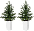 2 Pack 4FT Artificial Norfolk Pine Trees in Modern White Pot, Real Feel Faux Christmas Tree for Indoor Decor, Pet Safe PPC Material, Home and Holiday Style