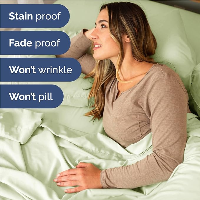 Twin XL 4 Piece Sheet Set - Cooling, Comfy & Breathable - Hotel Luxury Bedding, Includes Fitted Sheet for Women, Men, Kids & Teens - 1 Flat, 1 Fitted Sheet, 2 Pillowcases w/Deep Pockets - Light Sage