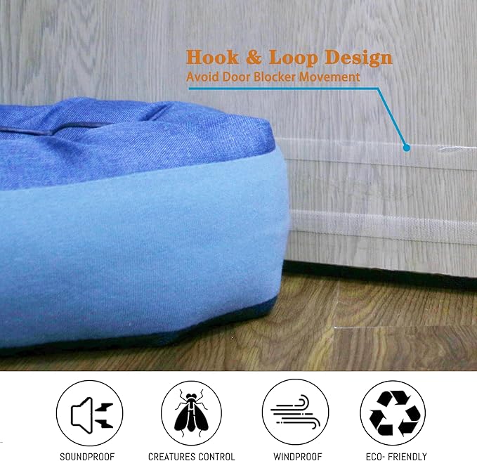 TORRAMI 36" Door Draft Stopper Under Bottom Insulation Noise Air Stopper 2.1LB,Draft Guard Seal for Doors and Windows - Blue Triangle