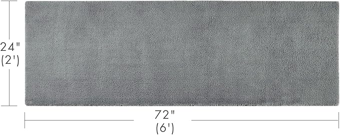 Madison Park Marshmallow Bathroom Rug Non Slip, Luxrurious Plush Bath Mat, Absorbent, Quick Dry, Spa Design Bath Room Décor, 24x72, Grey