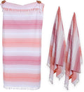 Native Fab 100% Cotton Peshtemal Turkish Bath and Beach Towels Set of 2, Large 40x71 Travel Sarong Gym Pool Spa Towels, Ultra Soft Quick Dry Absorbent Fouta Hammam Peshtemal Towels Red Orange