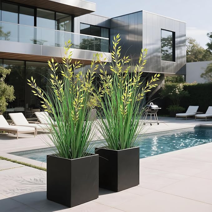 Silk Plants Artificial Plants Artificial Wheat Grass Faux Plants Fake Grass Plant Fake Green Plants Tall Fake Plants 47in Tall Suitable Indoor Home Decor Outdoor Porch Terrace Decor（2pcs