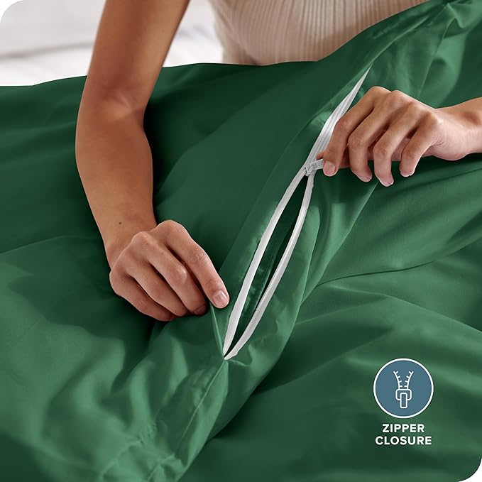 Bare Home Bedding Duvet Cover Extra Long Size - Premium 1800 Super Soft Collection - Lightweight, Cooling - Soft Breathable Bedding Duvet Cover (Twin/Twin XL, Forest Green)