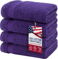 American Veteran Towel, Hand Towels for Bathroom Set of 4, 100% Cotton Turkish Hand Towel Sets, Soft Hand Face Towels, Purple Hand Towels