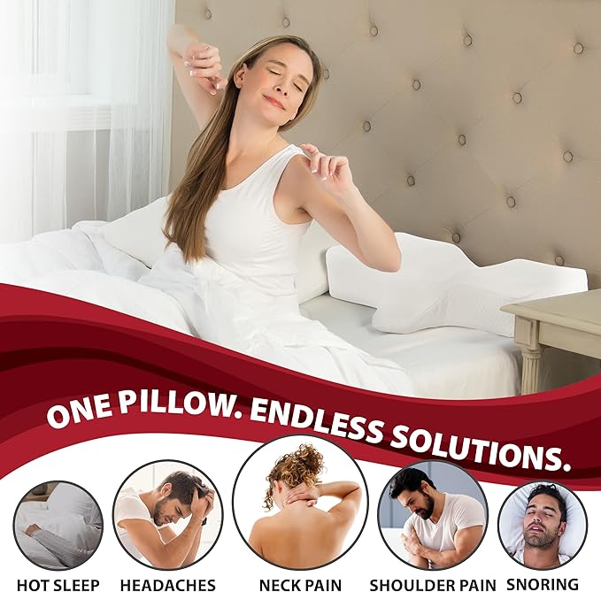 Therapeutica Lite Cervical Orthopedic Foam Sleeping Pillow; for Neck, Shoulder, and Back Pain Relief; Helps Spinal Alignment; Back and Side Sleeping, Medium Firm - Petite