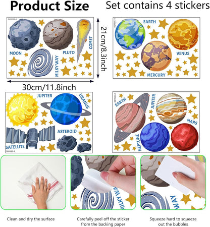 Glow in The Dark Stickers, 103 PCS Solar System Glow Stars Ceiling Stickers Galaxy Space Planets Wall Decals for Kids Boys Girls Bedroom Nursery Playroom Party Room Decor