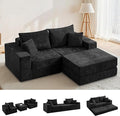 Boneless Modular Sectional Loveseat Couch with Ottoman, Convertible Floor Sleeper Sofa Bed, Comfy Foldable Compression Love Seat Sofa for Living Room, No Assembly, Black