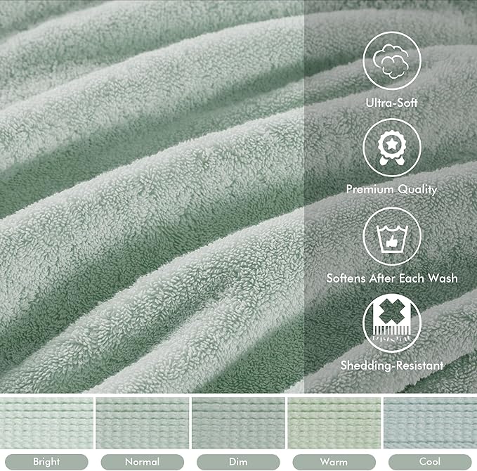 Madison Park 800GSM Bathroom Towel Set of 8 100% Cotton Bath Towel Set for Bathroom Luxurious Highly Absorbent 2 Bath Towels 2 Hand Towels 4 Washcloths Quick Dry Spa Quality Seafoam