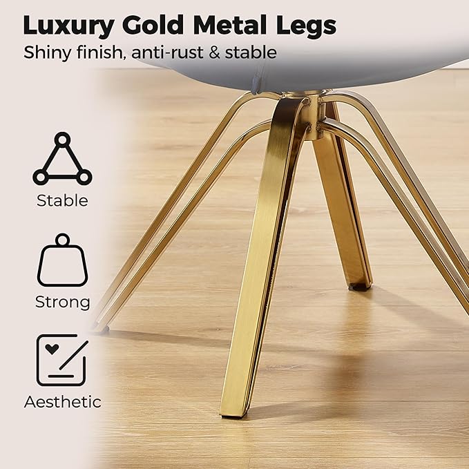 Zouron Mid Century Modern Swivel Accent Chair with Gold Metal Legs, Upholstered Swivel Chair No Wheels, Side Accent Arm Chair Vanity Chair for Small Space Home Office Living Room Bedroom, Dark Blue