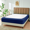 Biscaynebay Decorative Box Spring Cover King & Cal King Size, Navy Luxurious Jersey Knitting Stretchy Wrap Around 4 Sides Bed Skirt for Home/Hotels, Easy Fit Wrinkle & Fade Free Machine Washable