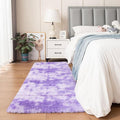 duduta Purple Plush Runner Rugs for Bedroom 2x6 ft, Tie Dye Fluffy Shag Rug for Dorm Nursery Bedside, Machine Washable Non Slip