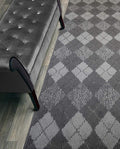 Custom Length Hallway Runner Rug,Slip Resistant,Squares Anthracite, 26 Inch X 20 feet, Sold and Priced Per Foot