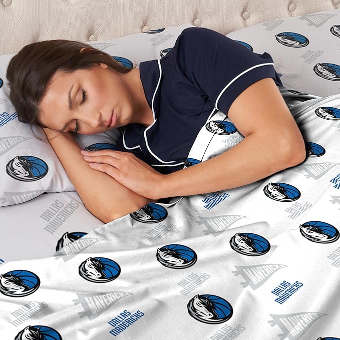 Northwest Officially Licensed Dallas Mavericks NBA Full Size Sheet Set – Soft Team Logo Bedding for Dorms, Bedrooms, Fan Caves & Game Day Style