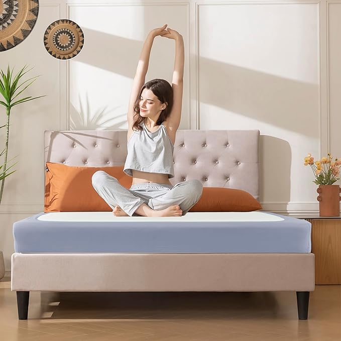 Biscaynebay Decorative Box Spring Cover Twin & Twin XL Size, Silver Grey Luxurious Jersey Knitting Stretchy Wrap Around 4 Sides Bed Skirt for Home/Hotels, Easy Fit Wrinkle & Fade Free Machine Washable