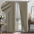 Living Room Darkening Curtains 63 Inches Long Small Bay Window Blackout Soundproof Dining Room Curtains Rustic Farmhouse Linen Dark Taupe Curtain 63 Inch Length 2 Panels Back Tab Pocket Pleated Drapes