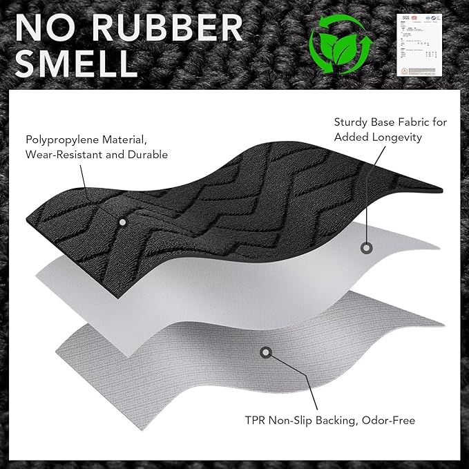hicorfe Front Door Mat Outside Entrance,36"x59" Absorbent Muddy Dirt Resist Welcome Door Mats Outdoor Indoor,Stain and Fade Resistant,Non Slip Backing Entry Mat Doormat for Entryway(Charcoal)