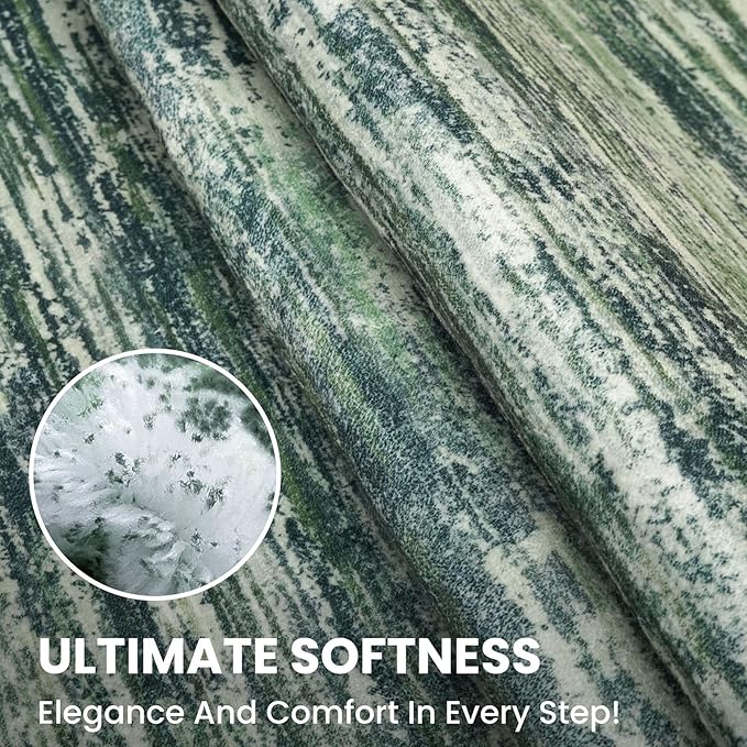 3x5 Modern Abstract Area Rug for Entryway, Dark Green Super Soft Washable Rug with Non-Slip, Low-Pile Door Mat Indoor for Living Room Bedroom, Carpet with Non-Shedding