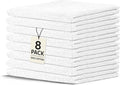 Crystal Ridge 100% Cotton Premium Wash Cloths, 12"x12", 8 Pack, Soft Feel, Absorbent Multipurpose Towels for Bathroom, Kitchen and Gym. Face & Body Washcloths, Bar Towels (8, White)
