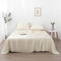 Linen World King Size 400TC Cooling Bed Sheet Set - 100% Organically Grown Viscose Sheets, Silky Soft & Breathable, Deep Pocket Fits Up to 16", 4-Piece Sheets with Pillowcases,Creamy