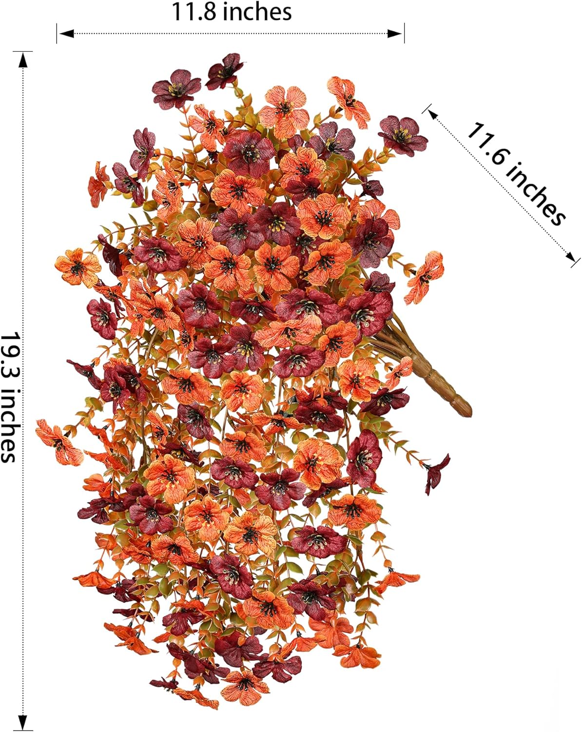 INSPRING Fake Autumn Flowers for Outdoors, 2Pcs Artificial Fall Light Orange & Brown Daisy Outside Decor, Fake Hanging Decoration, Realistic Plants, Silk Flower for Porch Patio Balcony Planter