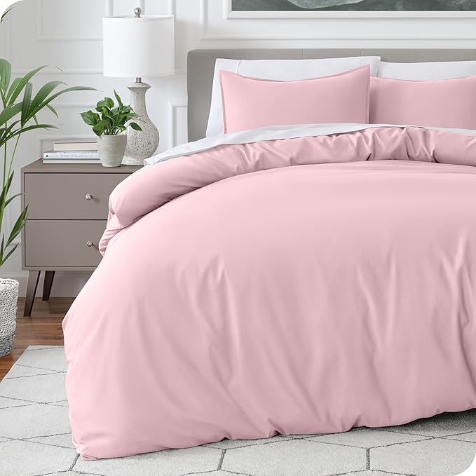 Bare Home Bedding Duvet Cover Queen Size - Premium 1800 Super Soft Collection - Lightweight, Cooling - Soft Breathable Bedding Duvet Cover (Queen, Dusty Pink)