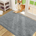 OLANLY Dog Door Mat for Muddy Paws 48x30, Absorbs Moisture and Dirt, Absorbent Non-Slip Washable Doormat, Quick Dry Chenille Mud Mat for Dogs, Entry Indoor Entryway Carpet for Inside Floor, Grey