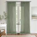 Green Linen Semi Sheer Curtains 90 Inches Long for Living Room Bedroom Light Filtering Sage Green Textured Burlap Pinch Pleated Curtains 90 Length Hooks Rings Back Tab for Sliding Door 2 Panels