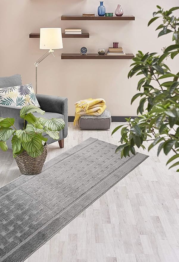 Non Slip Washable Carpet Runner Rug with Rubber Backing, Custom Floor Mat for Kitchen Hallway Stairs Bedroom Bathroom Entry, Grey, Your Choice of Length, 26 Inch X 25 feet