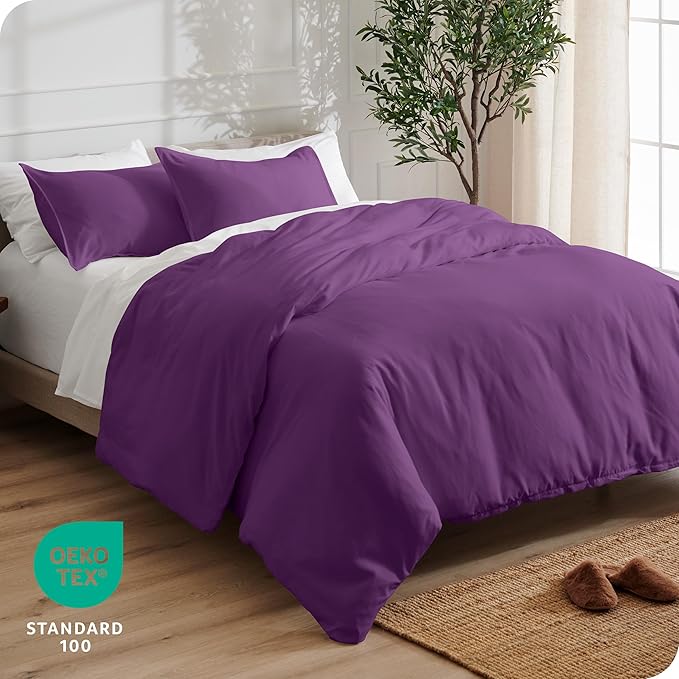 Bare Home Bedding Duvet Cover Queen Size - Premium 1800 Super Soft Collection - Lightweight, Cooling Duvet Cover - Soft Breathable Bedding (Queen, Plum)
