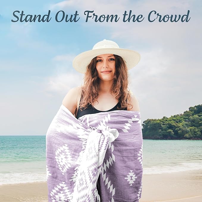 Turkish Towels Beach Towels Oversized (35”x67”) Beach Towels for Adults Quick Dry and Sand Free Beach Towel Beach Blanket 100% Cotton Turkish Towel - Lilac Purple