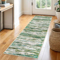 2x6 Modern Abstract Runner Rug for Hallway, Green Grey Multi Super Soft Hallway Decor Kitchen Rugs with Non-Slip, Non-Shedding Washable Rug for Entryway Bedroom Laundry Indoor