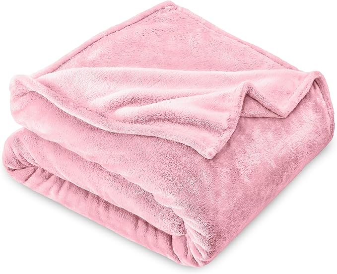 Bare Home Fleece Blanket - Kid Size - Ultra-Soft Lightweight for Bed, Sofa, and Couch - Luxury Microplush - Cozy Warm Blanket (Kid, Light Pink)