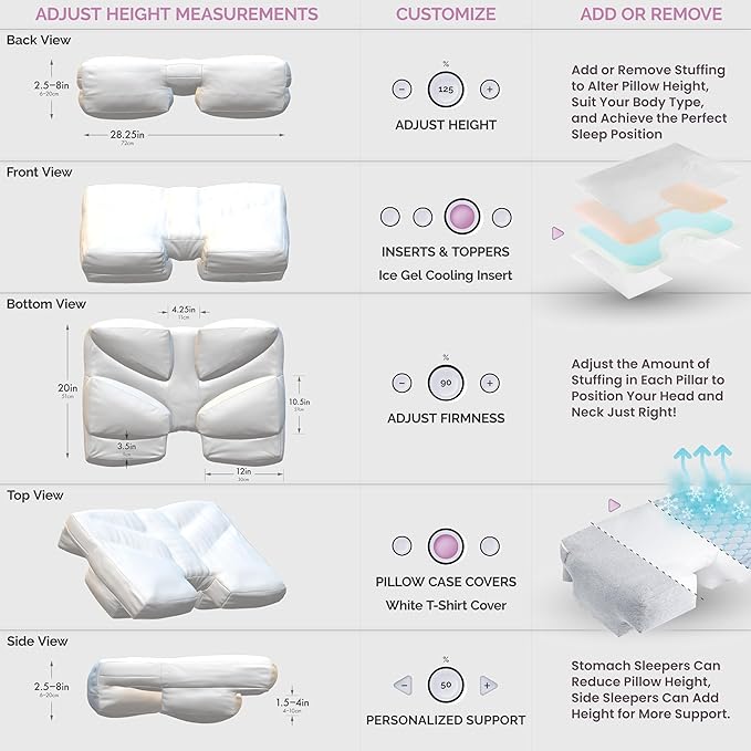Wife Pillow the Side Sleeper Pillow with Arm Hole for Shoulder Pain - Arm Tunnel Pillow for Side Sleepers, Shoulder Relief & Neck Support Comfort Sleep Pillow for Adults - Charcoal Shredded MemoryFoam