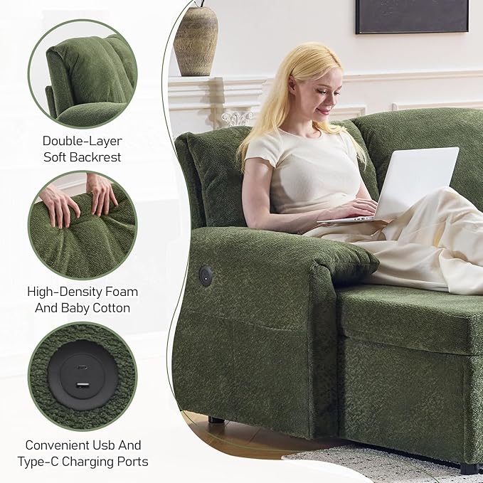 VINGLI Convertible Sofa Bed Couches for Living Room, Sleeper Sofa with Pull Out Couch Bed, Cloud-Like Plush Fleece U-Shape Sectional Couch with Storage Chaise, USB Charging, Side Pockets