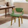 Art Leon Office Chair No Wheels - Mid Century Modern Swivel Desk Chair, Faux Leather Upholstered Accent Chair for Living Room Bedroom Study, Green