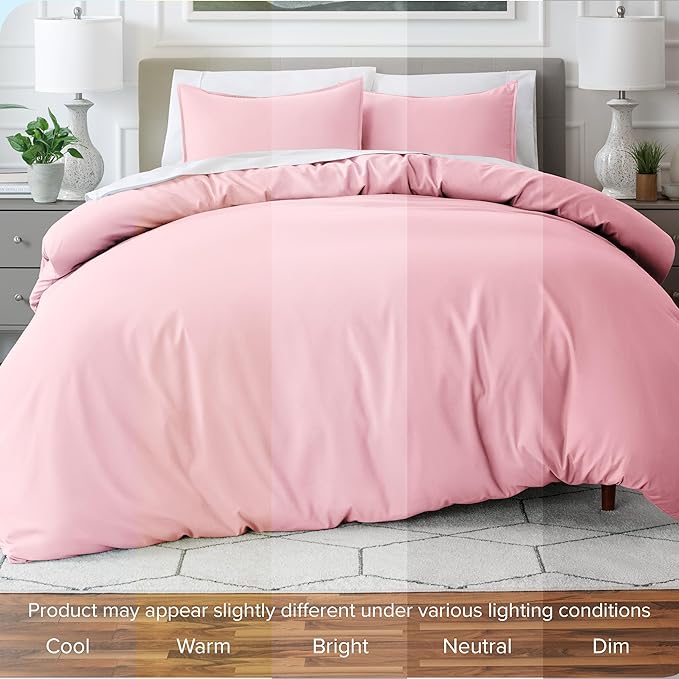 Bare Home Bedding Duvet Cover King Size - Premium 1800 Super Soft Collection - Lightweight, Cooling - Soft Breathable Bedding Duvet Cover (King, Light Pink)