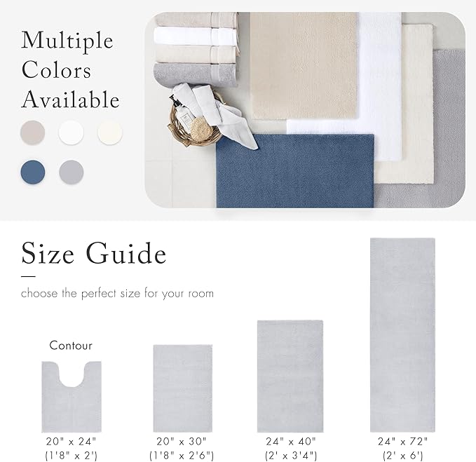 Madison Park Signature Non Slip, Luxrurious Plush Mat, Absorbent, Quick Dry, Spa Design Bath Room Décor Marshmallow Bathroom Rug, 2'x3'4", Silver