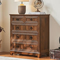 Farmhouse 5 Drawer Dresser for Bedroom, 33.2" Tall Small Dressers & Chest of Drawers, Rustic Wood Dresser with Metal Handle, Storage Organizer Closet for Living Room, Hallway, Entryway