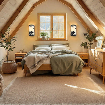 Wall Sconce Light,Bear Metal Cream Parchment Rustic Wall Sconces,Farmhouse E26 Base Black Matte Hallway Sconces Wall Lighting,Vintage Wall Mount Lamp,Wall Lights for Living Room,Bedroom,Porch