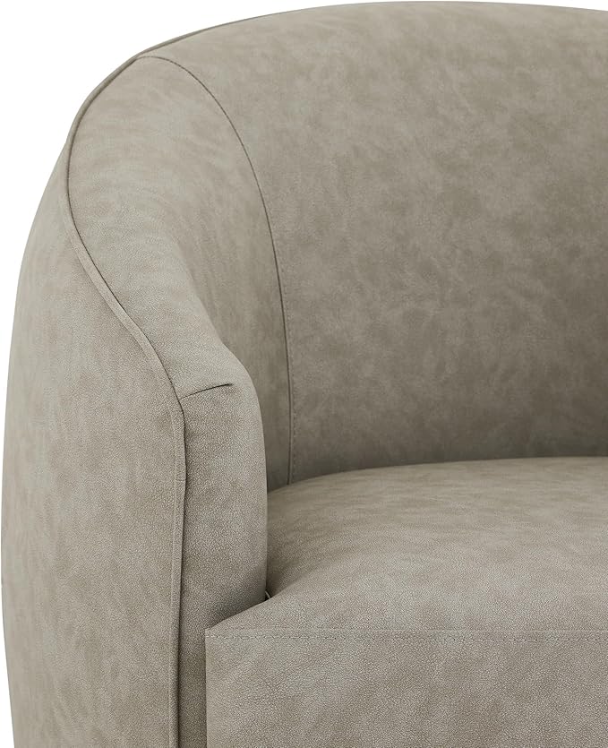 CHITA Swivel Barrel Chair, Modern Comfy FSC Certified Upholstered Faux Leather Accent Chair for Living Room, Fully Assembled, Stone Grey