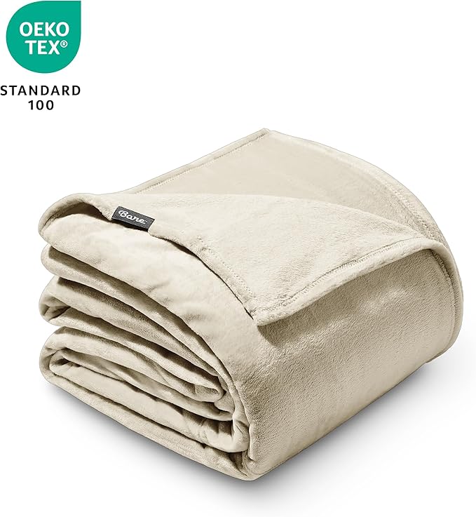 Bare Home Fleece Blanket - Giant Size - Ultra-Soft Lightweight for Bed, Sofa, and Couch - Luxury Microplush - Cozy Warm Blanket (Giant, Oyster)