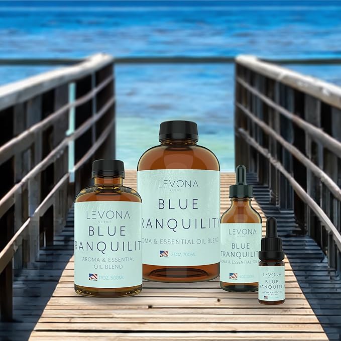 Levona Scent Essential Oils - Scents for Home, Hotel & Office Use - Perfect for Home Diffuser & Humidifiers - Aroma Fragrance Oil, Ideal for Massage, Relaxation, and Spa - Blue Tranquility, 10ml