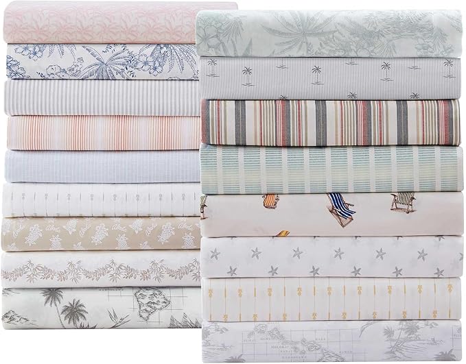Tommy Bahama - King Sheets, Organic Cotton Coastal Bedding Set, Softens with Each Wash, 200 Thread Count (Lovely Palms Pink, King)