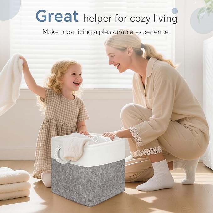 Fabric Cubes Storage Basket, 6 Pack 11x11 in with Handles Cube Storage Bins, for Shelves, Home, Office Organizers