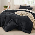 Bedsure Black Twin XL Comforter Set - 3 Pieces Pinch Pleat Bed Set, Down Alternative Bedding Sets for All Season, 1 Comforter, 1 Pillowcase, 1 Decorative Pillow