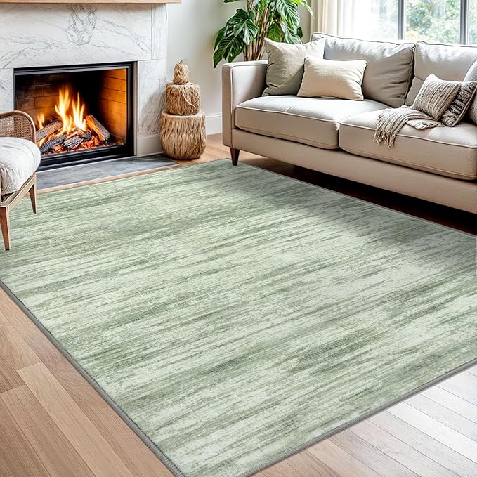 5x7 Modern Abstract Area Rug for Bedroom, Lime Green Large Super Soft Washable Rug with Non-Slip, Non-Shedding Rugs for Living Room, Indoor Door Mat for Home Décor